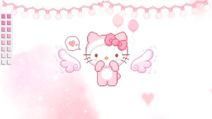 the hello kitty wallpaper is pink and white