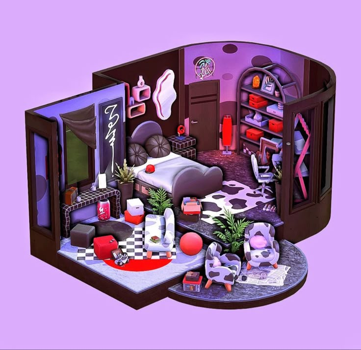 an image of a dollhouse with furniture and accessories in it's interior area