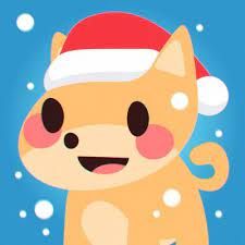 a cartoon cat wearing a santa hat on top of it's head in the snow