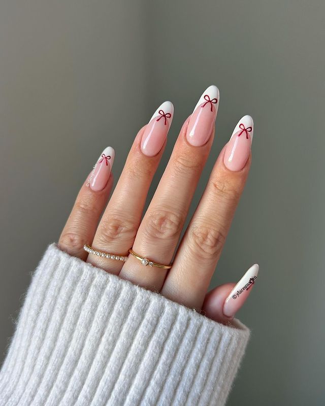 Save this pin for 38 chic French fashion tips with a festive twist! Elevate your holiday glam with these elegant and stylish ideas. #FrenchFashion #HolidayGlam #FashionTips Cute Christmas Nail Designs, Nail Transformation, Bow Nail Designs, Bow Nail, French Tip Nail Designs, Cute Christmas Nails, French Tip Acrylic Nails, Holiday Glam, Christmas Nails Acrylic