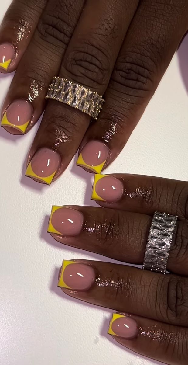 Gel Overlay Nails Design Natural, Short French Tip Overlay Nails, Summer Shorties Nails Designs, Lay Over Nails, Short Sage Green French Tip Nails, Xs Short Nails, Over Lay Nail Designs, Colorful French Tip Nails Square, Shortie Nail Ideas