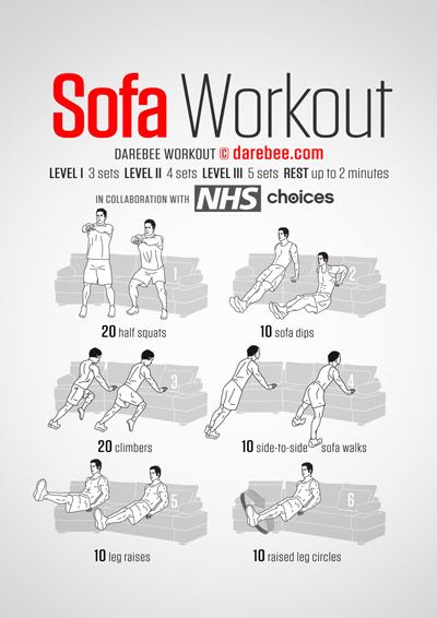 a poster showing how to do a sofa workout