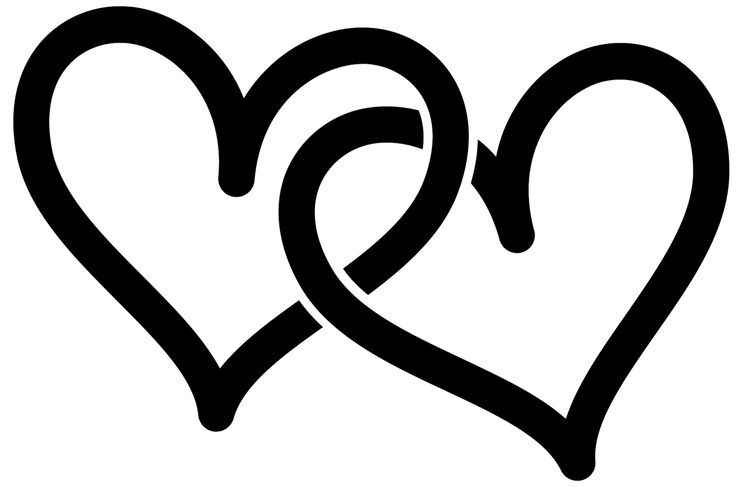 two hearts in black and white with the word love written below them, on a white background