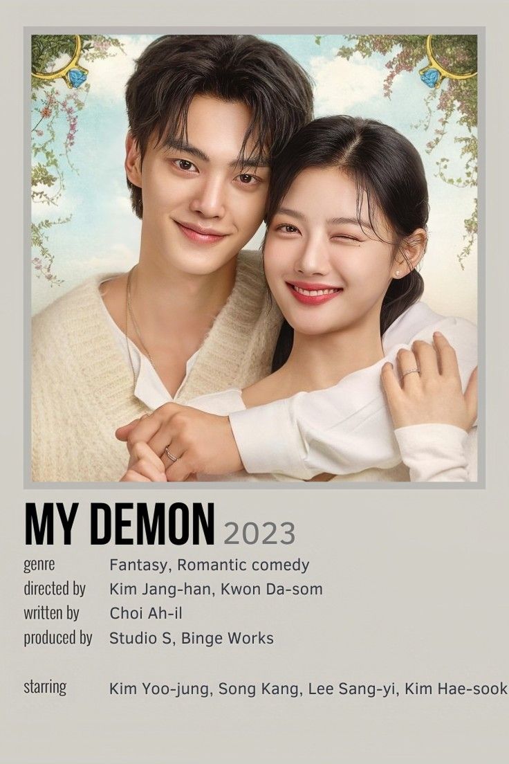 the poster for my demon starring actors kim ji - young and lee sung - won