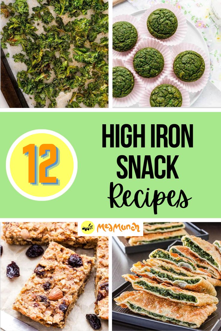 high iron snack recipes that are low in calories and high in proteins, including broccoli