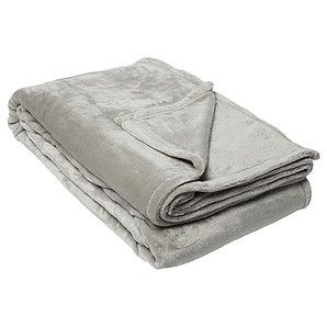 two blankets folded on top of each other in different sizes and colors, one is grey