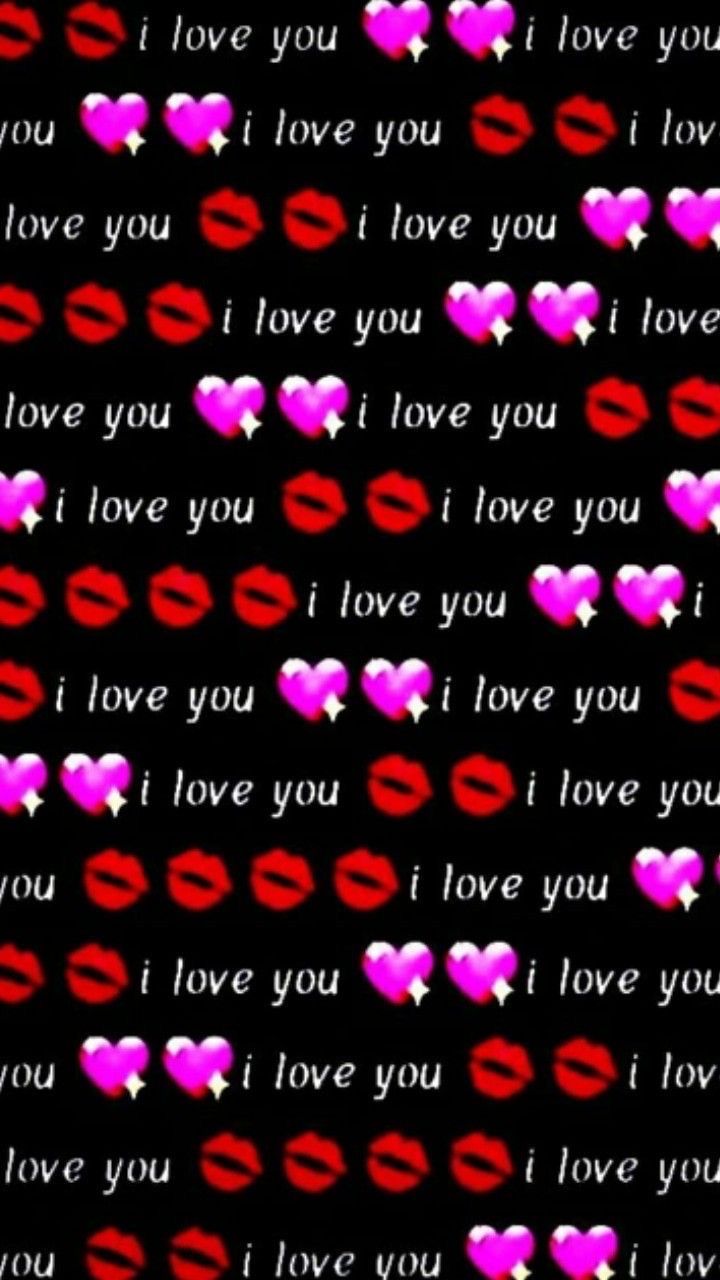 a black background with pink and red hearts