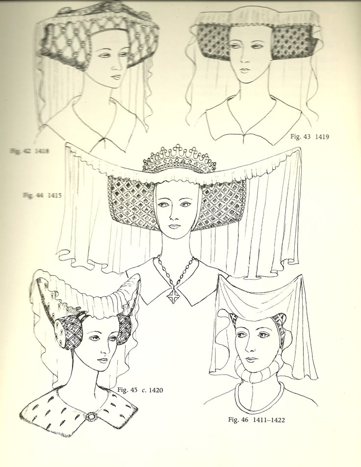 I am currently working on the middle one. It will be, most epic. Lancaster (1415-1422): Horned Headdresses English Hairstyles, 15th Century Fashion, Medieval Hats, Historical Hats, High Middle Ages, Late Middle Ages, Early Middle Ages, History Fashion, Medieval Costume