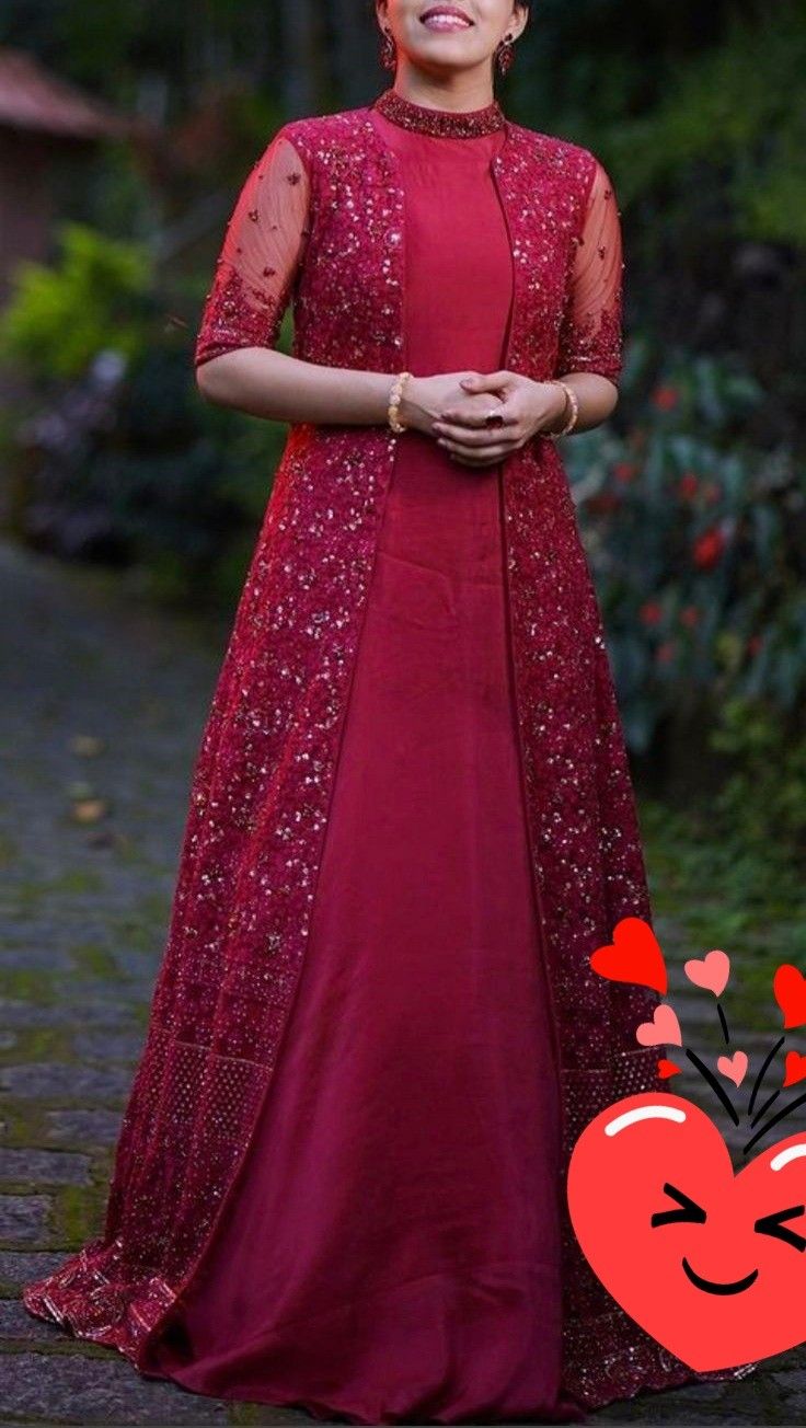 High Neck Gown Designs, Collar Neck Gown Designs, Net Salwar Suits Style, Long Gown Designs Gorgeous Dress, Net Hands For Long Frocks, Full Frock Designs For Women Party Wear, Jacket Kurti Designs Latest, Fancy Frocks Designs For Women, Long Gown Dress Party Wear Net