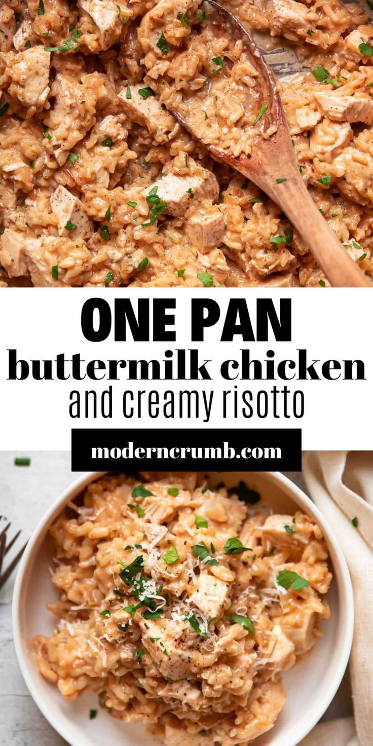 one pan buttermik chicken and creamy risoto is the perfect meal for busy nights