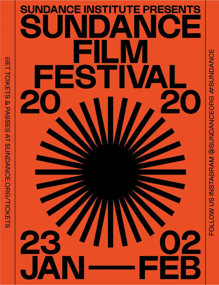 an orange and black poster for the sun dance film festival