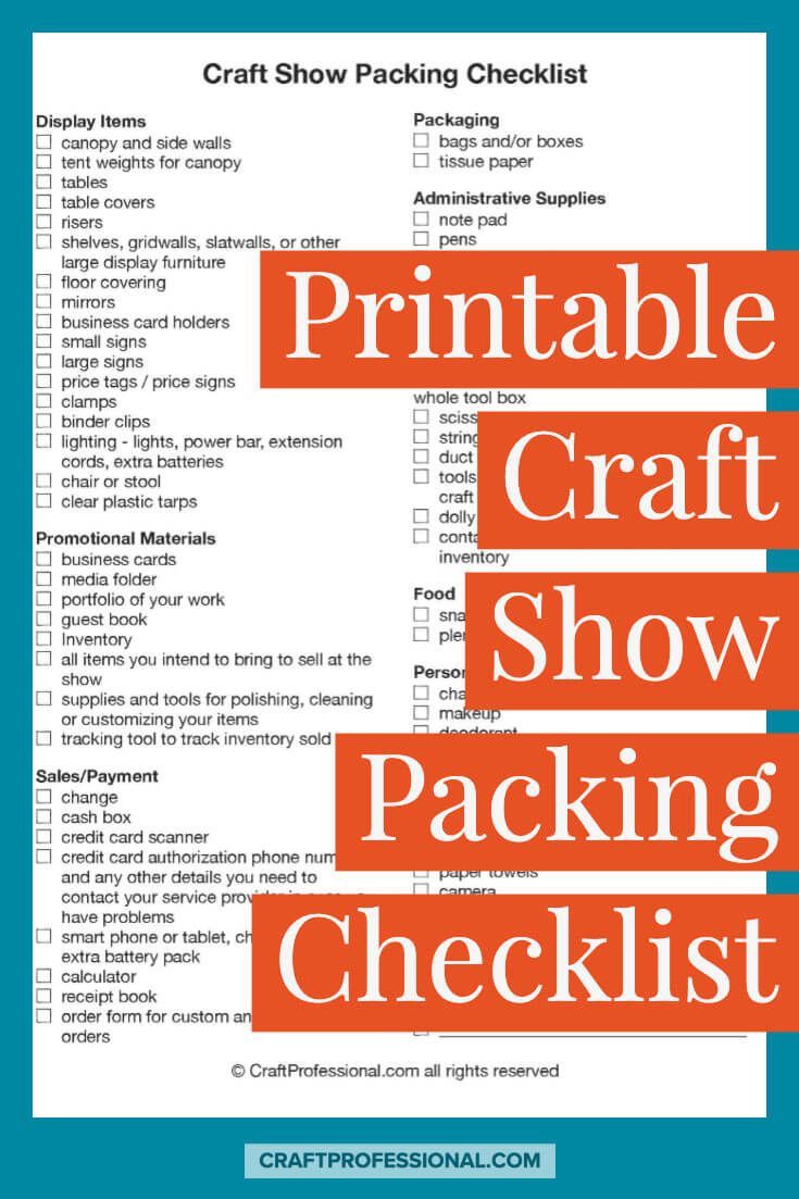 the printable craft show packing checklist