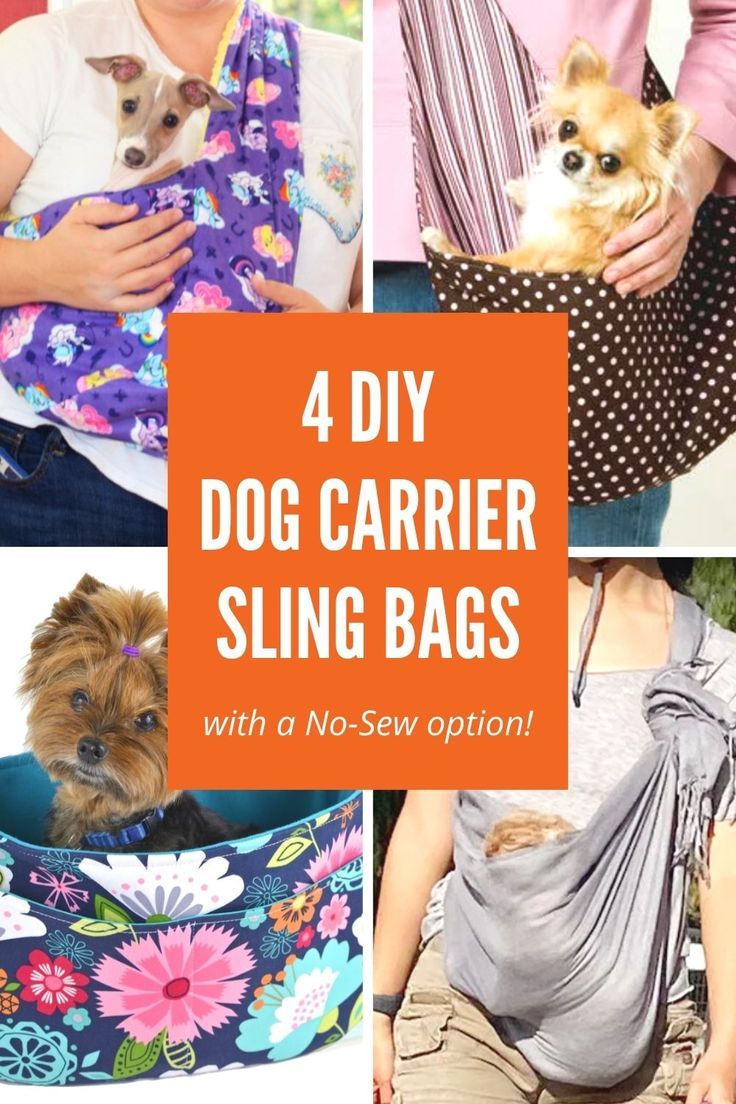 4 DIY Dog Carrier Sling Bag Patterns - plus 1 no-sew option! Diy Small Dog Carrier, Puppy Wrap Carrier, Small Dog Diy Projects, Sling For Dogs, Diy Dog Sling Carrier Pattern, Diy Dog Carrying Sling, Dog Sling Sewing Pattern, Diy Cat Carrier How To Make, Pet Carriers Diy Sewing Patterns