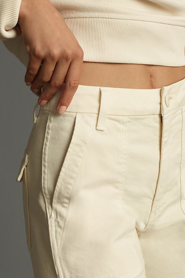 The Easy Army Trousers by AMO have a slightly relaxed, cropped straight leg with trouser styling and utility pockets. | Easy Army Trousers Pants by AMO in White, Women's, Size: 28, Cotton/Elastane/Lyocell at Anthropologie Cropped Leg Cargo Pants With Patch Pockets For Work, Cropped Cargo Style Workwear Bottoms, Cropped Cargo Bottoms For Workwear, Tapered Straight Leg Cargo Pants With Belt Loops, Spring Workwear Cargo Jeans With Tapered Leg, Spring Cargo Style Work Pants With Tapered Leg, Utility Cargo Pants With Cropped Leg And Welt Pockets, Spring Work Pants With Cargo Pockets And Tapered Leg, Spring Tapered Leg Work Pants With Cargo Pockets