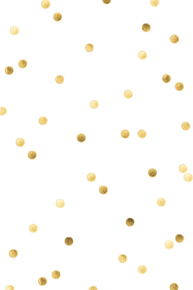 gold polka dots on white background