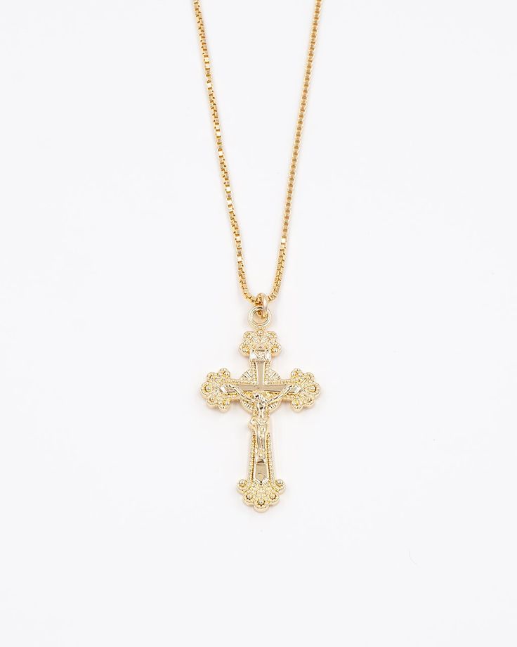 Anastasia Cross Necklace14K Gold Filled18" or 20" Length1" Pendant Anastasia Necklace, Ornate Cross, Gold Cross Necklace, Silver Box, Box Chain, Gold Plated Sterling Silver, Cute Jewelry, Chain Lengths, Cross Pendant