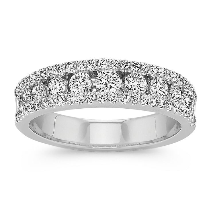 a white gold ring with round brilliant cut diamonds