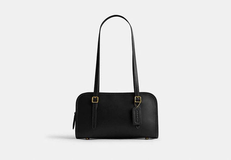 Coach Bag Black, Coach Swing Zip, Coach Bag Swinger, Classic Black Coach Shoulder Bag, Coach Swinger Bag, Black Coach Shoulder Bag With Snap Closure, Handbags Coach, Bag Wishlist, Black Coach Bag With Gold-tone Hardware