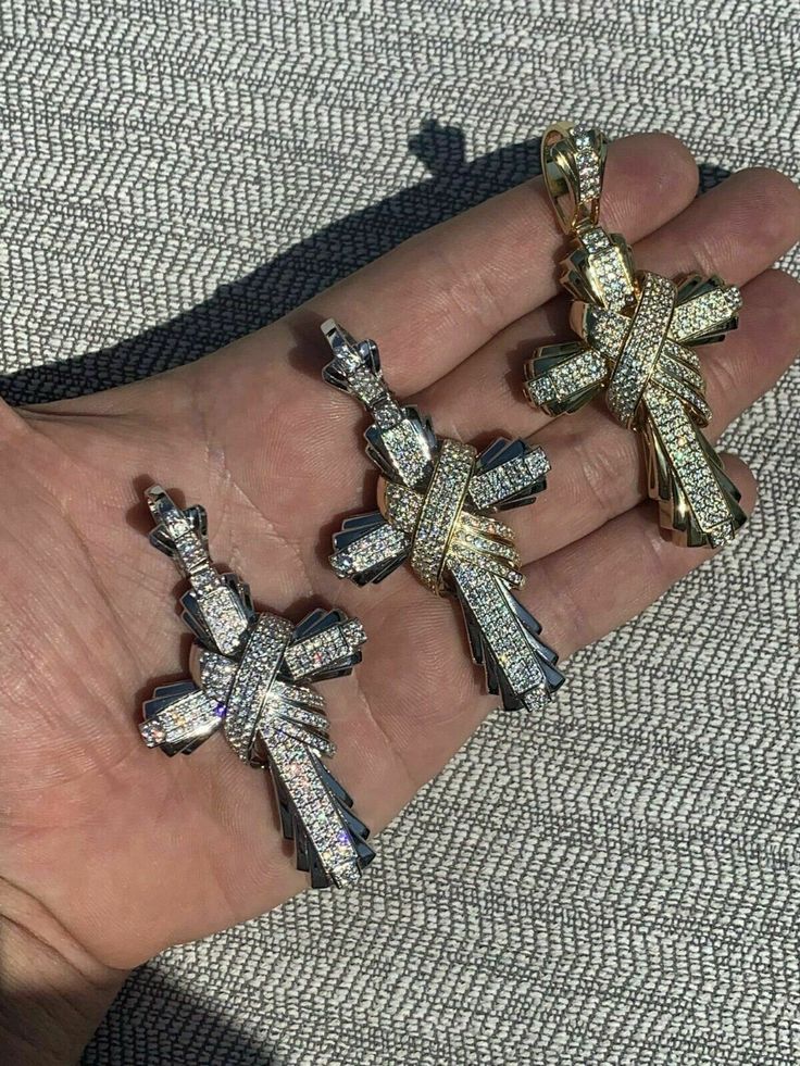 "Men's Custom Made Super Iced Out HEAVY Cross Pendant! Solid 925 sterling silver We have 3 styles! Rhodium finished, two-toned, & 14k yellow gold finished! Color lasts many years!! Measures roughly 2.5\" by 1.5\" ..weighs roughly 25 grams 200 micropaved handset simulated diamonds (CZ) for a total of 3ct! 100% 925 silver...not plated or filled...will NEVER TARNISH OR CHANGE COLOR LISTING IS FOR PENDANT ONLY, CHAIN NOT INCLUDED Bale fits most chains up to 8mm thick!" 10k Gold Chain, Red Stone Ring, Colored Engagement Rings, Man Made Diamonds, Moissanite Earrings, Turquoise Rings, Sterling Silver Mens, Gold Bracelet Chain, Silver Man