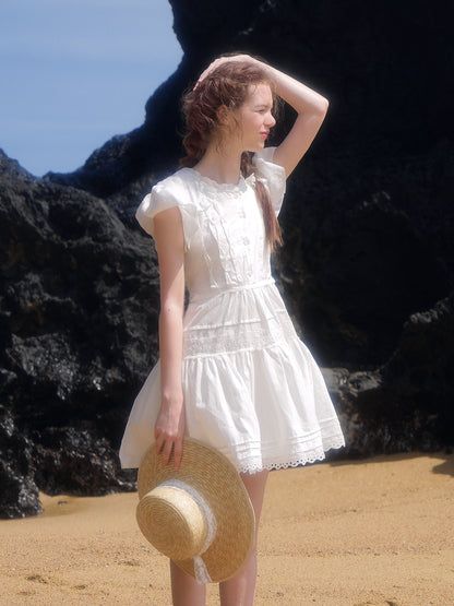 Fitted Beachwear Dresses, Fitted Beachwear Dresses For Daywear, Mini One, Flared Sleeves, Sleeve Length, One Piece, Lace, How To Wear