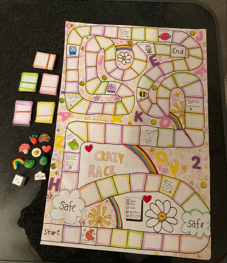 a game board with many different items on it