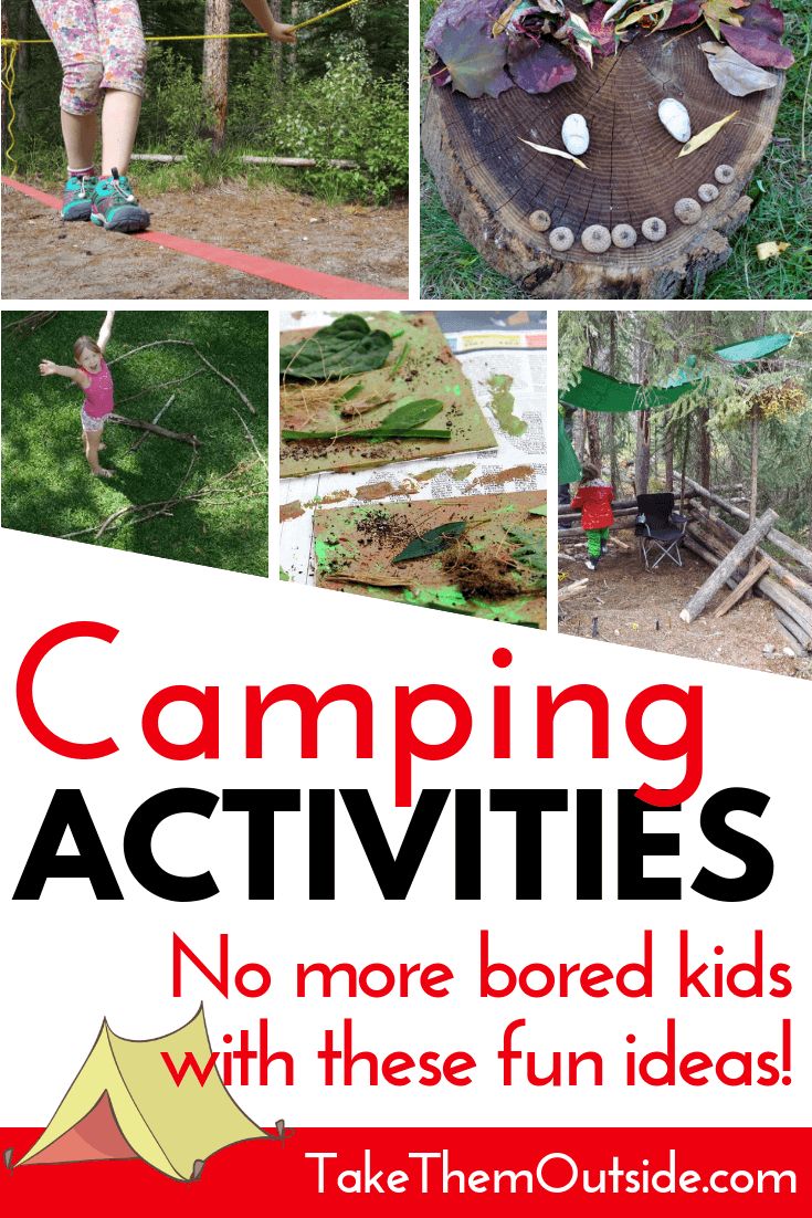 camping activities for kids with text overlay