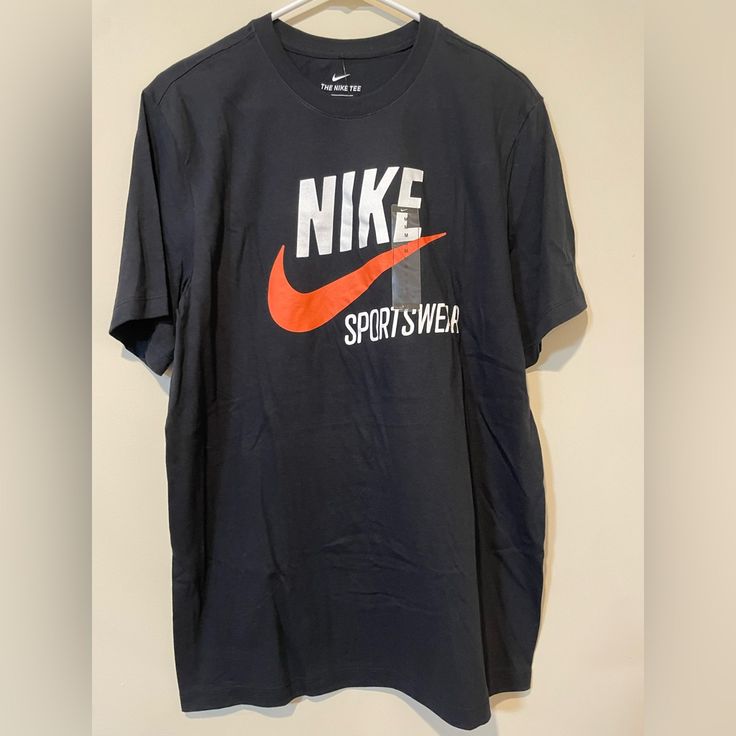 Nike T Shirt Brand New Size Medium Nike Orange Crew Neck T-shirt, Orange Crew Neck T-shirt With Logo Print, Sporty Orange Crew Neck Shirt, Nike Casual Orange Tops, Casual Nike Black T-shirt, Casual Black Nike T-shirt, Casual Nike Orange Tops, Casual Orange Nike Tops, Nike Orange Short Sleeve Tops