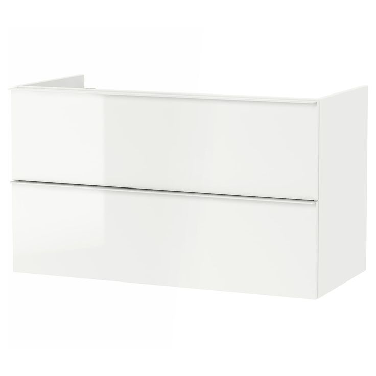 a white cabinet with two drawers on one side