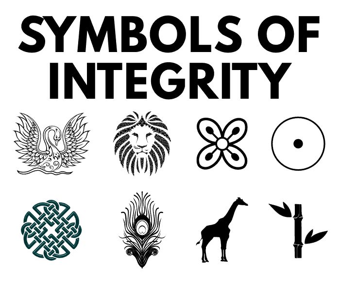 symbols of integity are shown in black and white, with the words symbols of integity above them