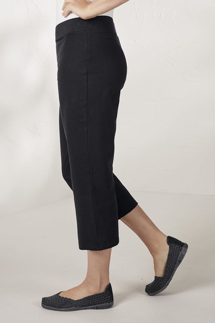 Endless Comfort Cropped Pants - Coldwater Creek Cotton Cropped Leg Capris For Work, Workwear Ankle-length Cotton Capris, Cotton Workwear Capris With Cropped Legs, Cotton Workwear Capris, Casual Capri Pants With Side Pockets, Cotton Straight Capris For Workwear, Cotton Capris For Workwear In Straight Style, Casual Capri Length Bottoms With Side Pockets, Fall Relaxed Fit Ankle-length Capris