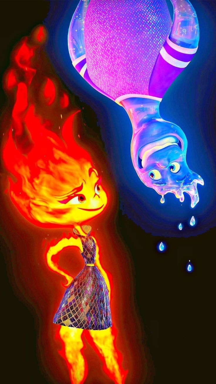 an image of a cartoon character with fire coming out of his head and another figure in the background