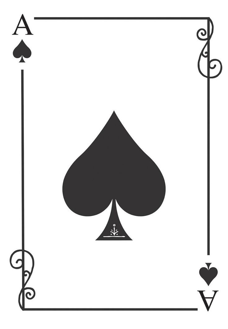 a playing card with spades and hearts in the middle, on a white background