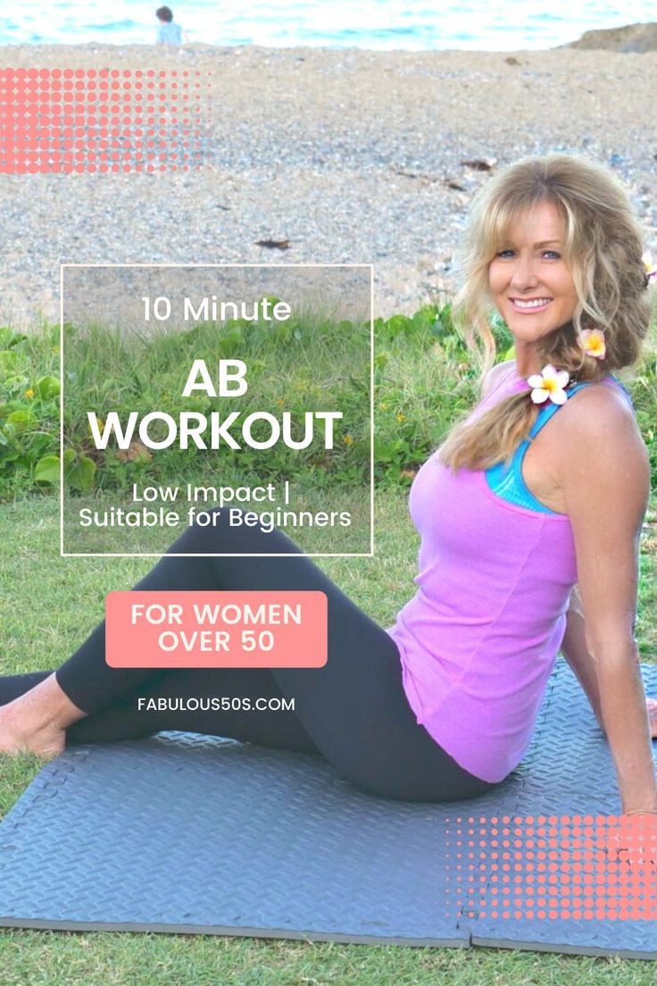 a woman sitting on a yoga mat with the words 10 minute ab workout