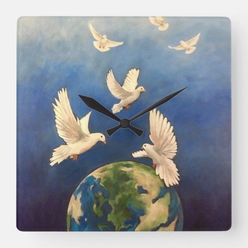 three white doves flying around the earth