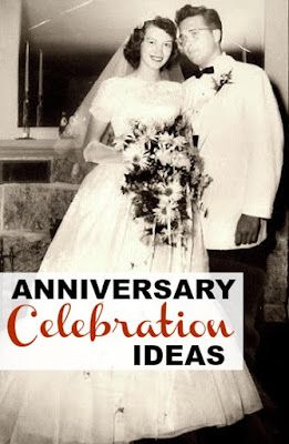 an old black and white photo of two people in wedding attire with the words anniversary celebration ideas