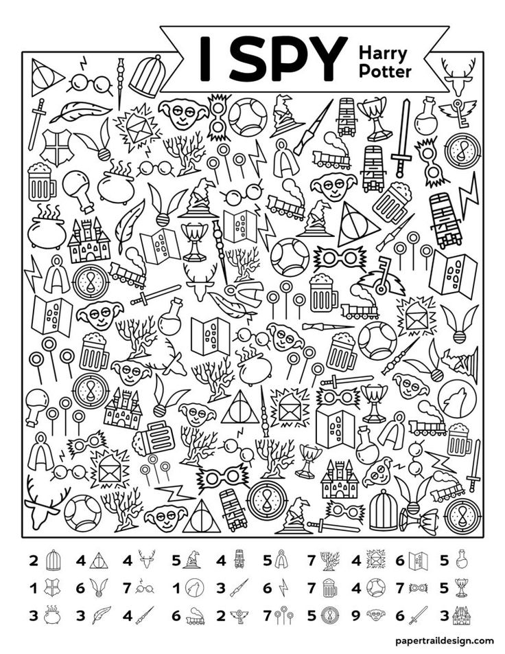 the harry potter coloring page is shown with numbers and symbols on it, as well as an