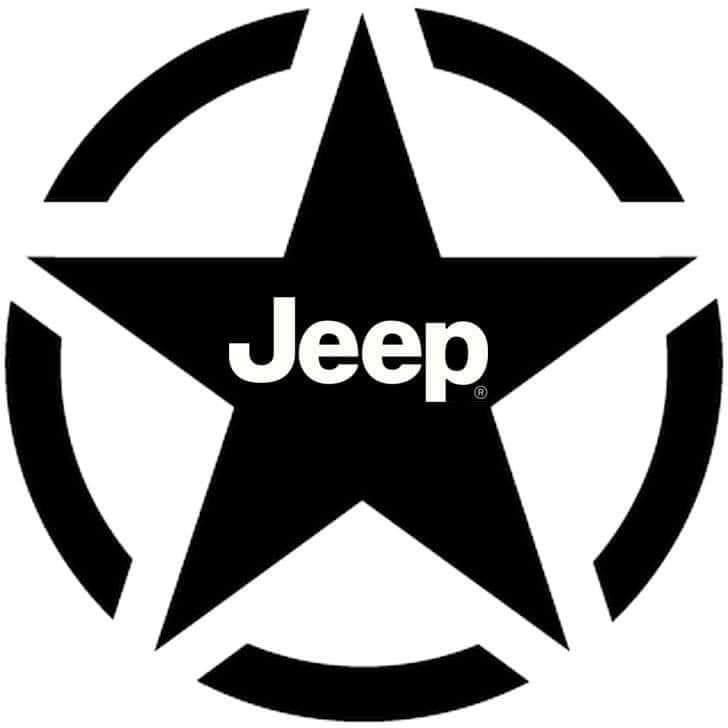 a black and white star with the word jeep on it