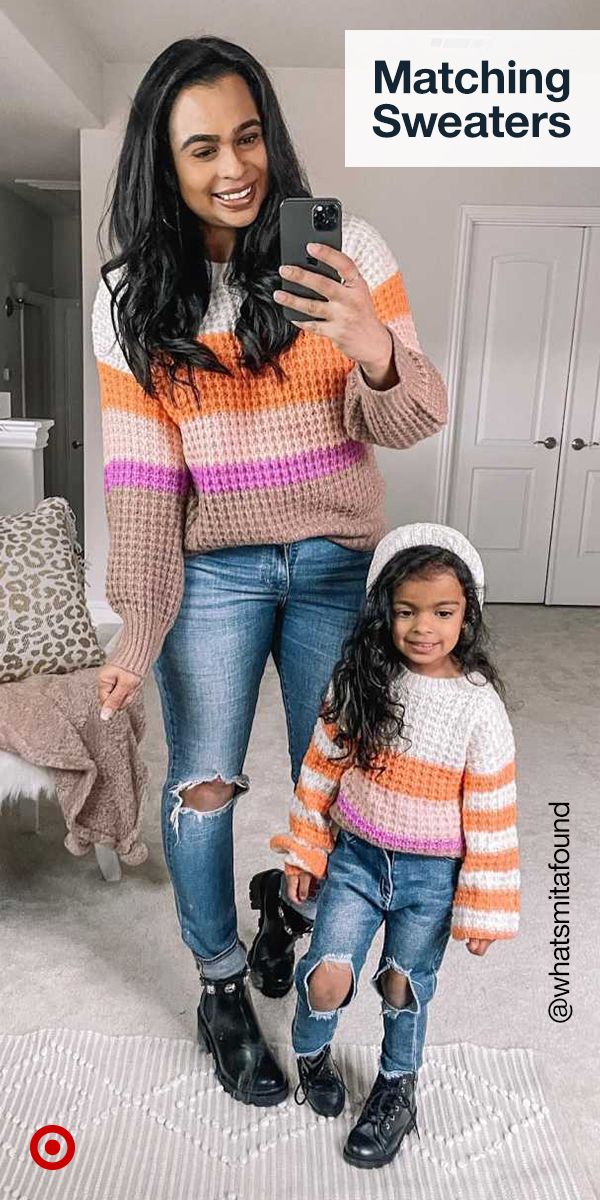 Mommy And Me Sweaters, Mommy And Me Fashion, Momma And Daughter Matching Outfits, Matching Outfits For Mom And Daughter, Shein Mommy And Me Outfits, Mom And Daughter Fall Outfits, Mama And Me Outfits, Mom And Baby Girl Matching Outfits, Cute Baby Outfits Girl