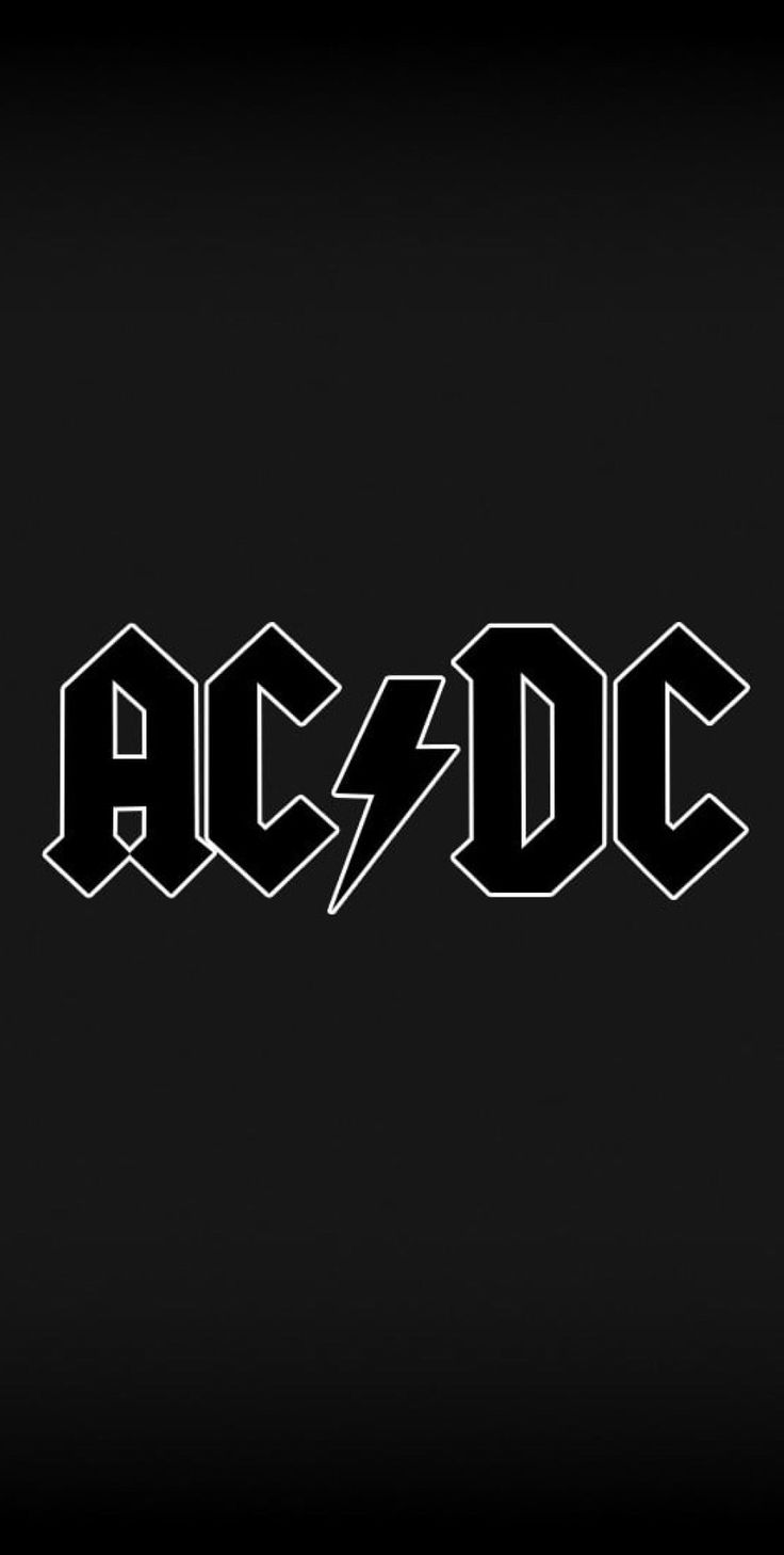 the word ac / dc written in black and white on a black background with letters