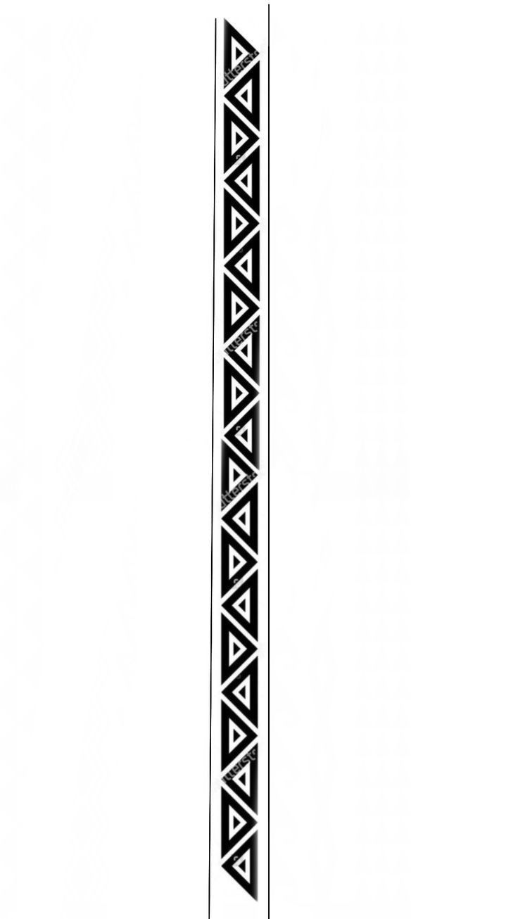 a black and white drawing of a tall pole with geometric designs on the side,