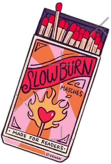 a pack of matches with the word slow burn on it and an image of a flaming heart