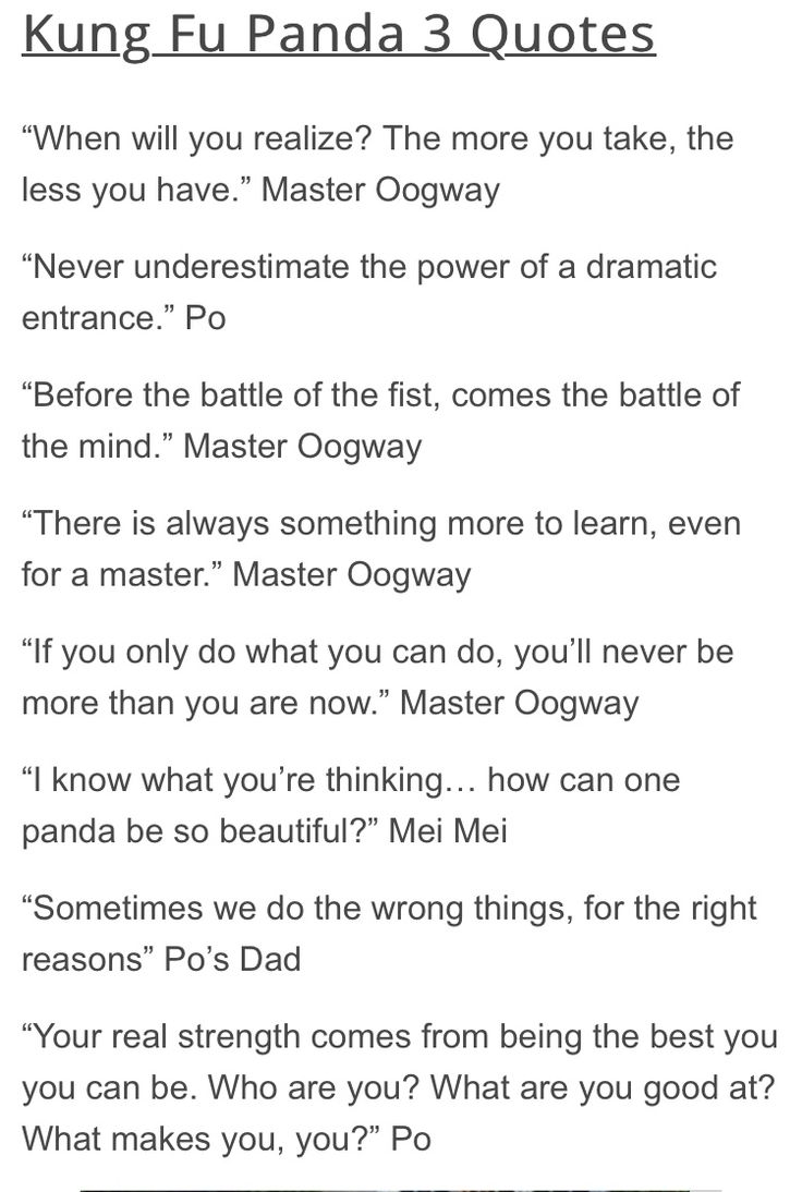 an image of a poem with the words king fu panda 3 quotes