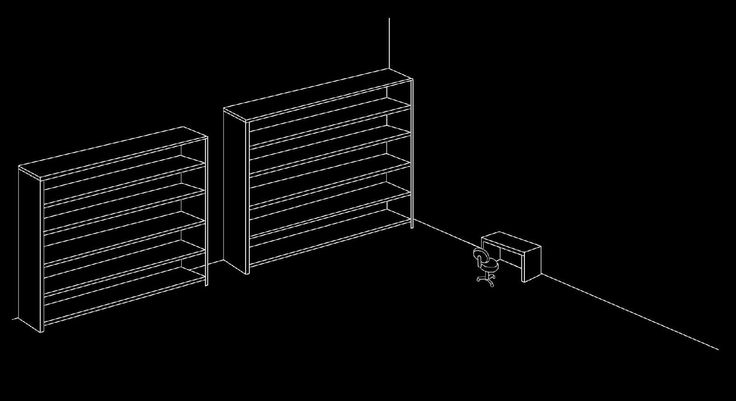 a line drawing of two tall storage cabinets