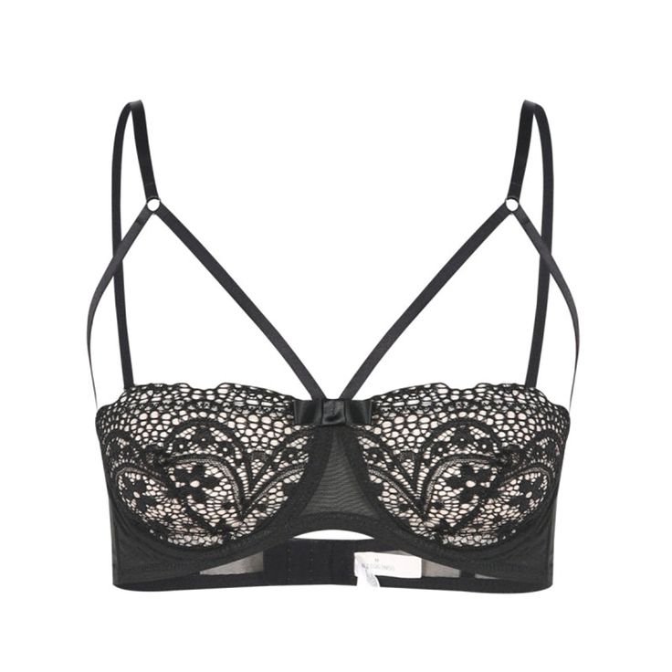 Material: Polyester, Spandex • Style: Push Up, Sexy • Decoration: Lace • Type: Bras, Underwire, Adjusted-Straps, Front Closure, Back Closure, Floral • Cup Shape: Half Cup(1/2 Cup) Strappy Stretch Bra With Built-in Support, Black Spaghetti Straps With Built-in Bra, Black Straps With Built-in Bra For Summer, Elegant Strappy Top With Built-in Bra, Fitted Underwire Bra With Straps, Fitted Push-up Bra With Straps, Stretch Underwire Bra With Straps, Fitted Straps With Built-in Bra, Elegant Black Bra With Adjustable Straps