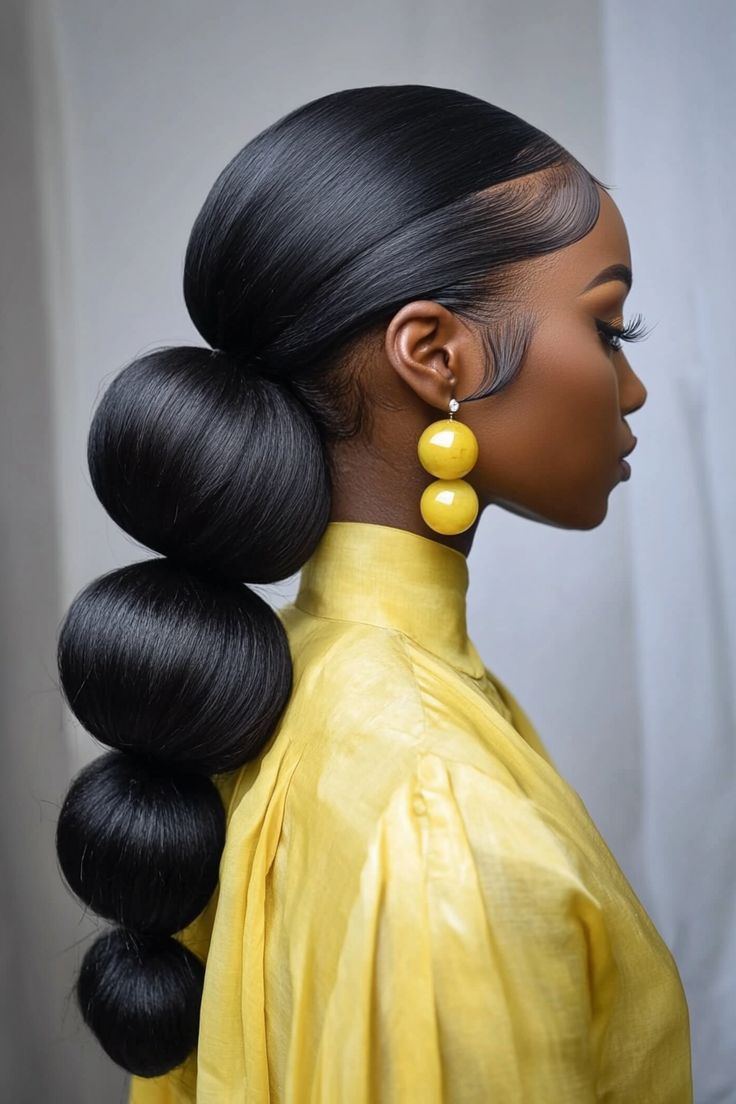 13 Black Hair Bun Styles You Must Try - NeedleStar Black Styles Hair, Topknot Bun Black Women, Baddie Black Hairstyles, Silk Back Bun, 3 Buns Hairstyle, Tea Party Hairstyles For Black Women, Updo Styles For Black Women Natural Hair, Ballerina Bun Black Women, Slick Hair Bun