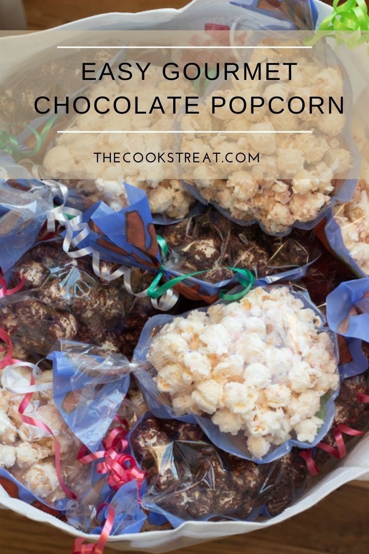 easy gourmet chocolate popcorn recipe in a bowl