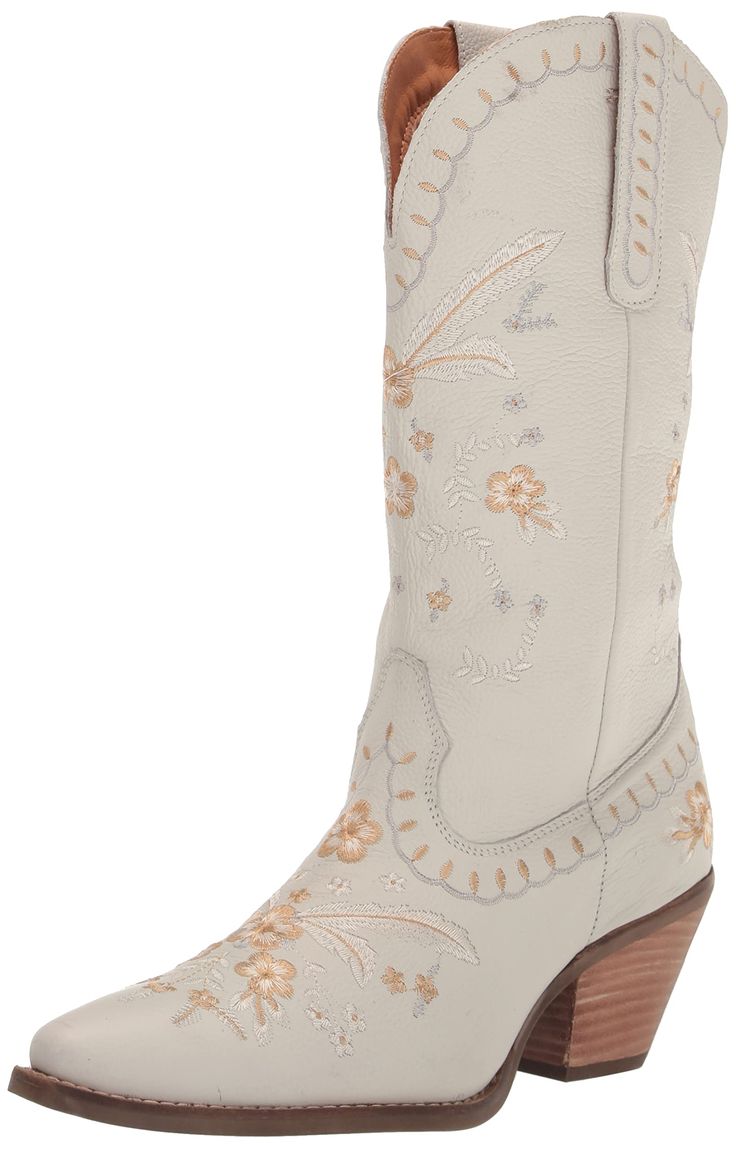 PRICES MAY VARY. Leather Shaft Pull-On Closure Mid-Calf White Boots Cowboy, Wedding Dress With White Boots, Girly Cowboy Boots, Whote Boots, Wedding Boots Cowgirl, Cowboy Boots Wedding Guest, White Boots Western, Bride Cowboy Boots, Wedding Cowgirl Boots