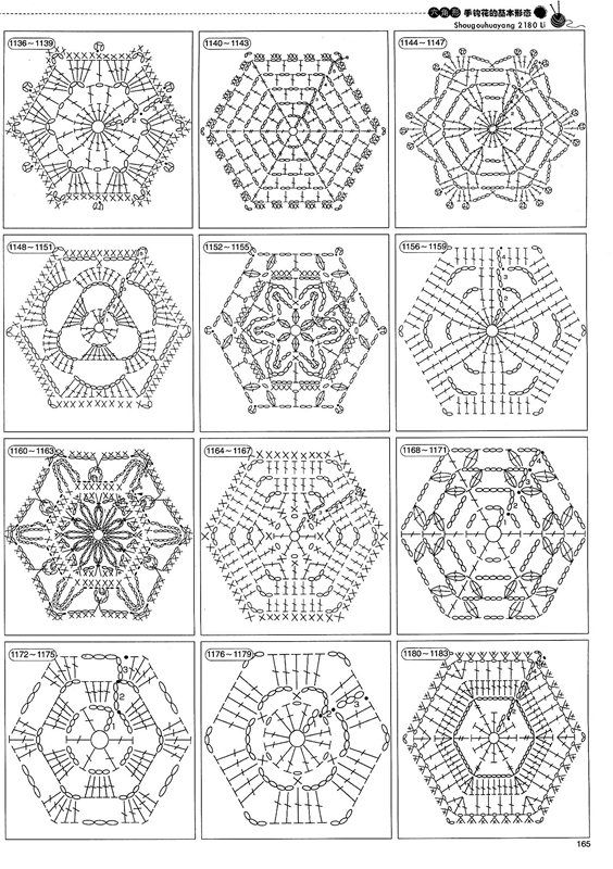 a cross stitch pattern with many different shapes and sizes, including hexagonals