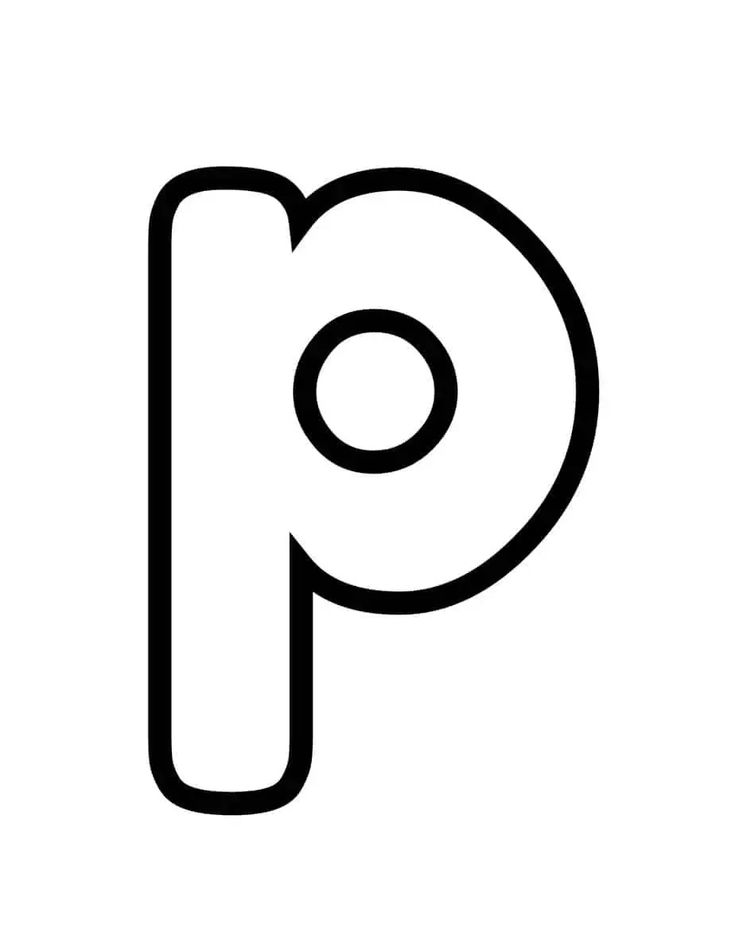 the letter p is shown in black and white