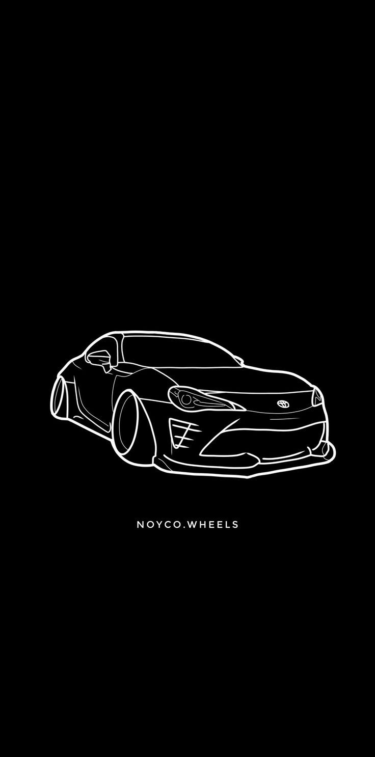 a black and white drawing of a car on a dark background with the words moyo - wheels